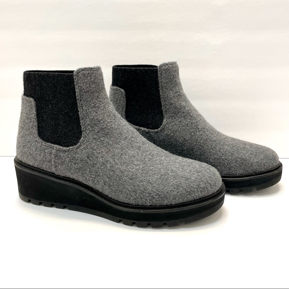 Eileen Fisher Chelsea Grey Wedge Bootie in Fleece